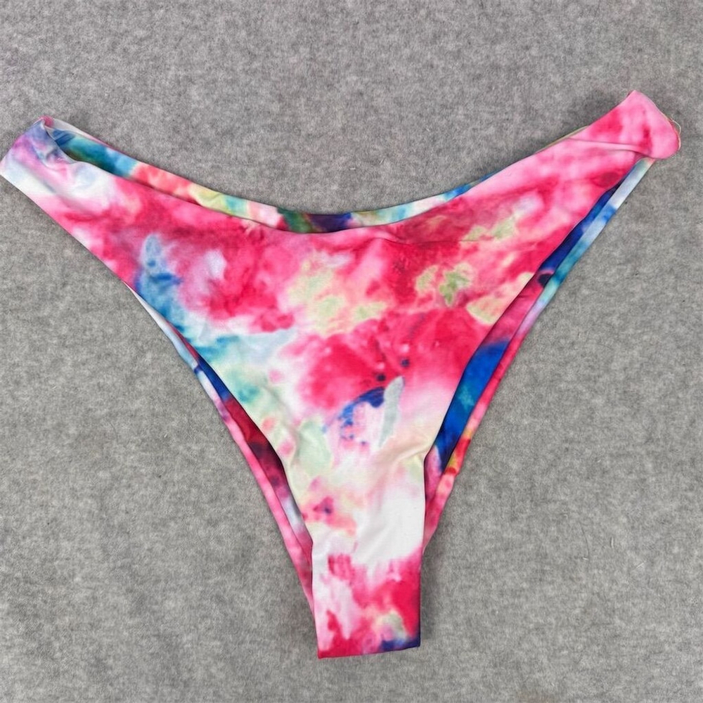 Zaful Women's Tie Dye Lace-Up Bikini Set High-Leg Size 4 Multicolor - Picture 4 of 11